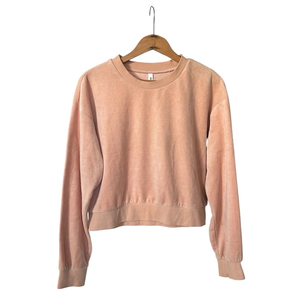 RVCA | Women’s Peach Velour Long Sleeve Crewneck Pullover Sweatshirt Size M